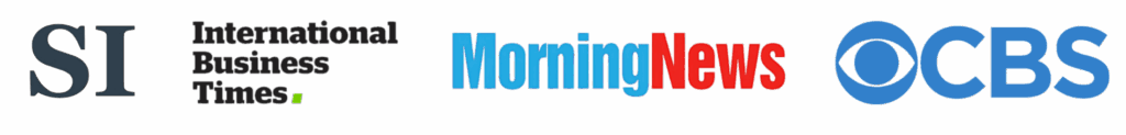 Logos of media outlets including SI, International Business Times, Morning News, and CBS, showcasing Surge by Thrive's media presence and credibility.