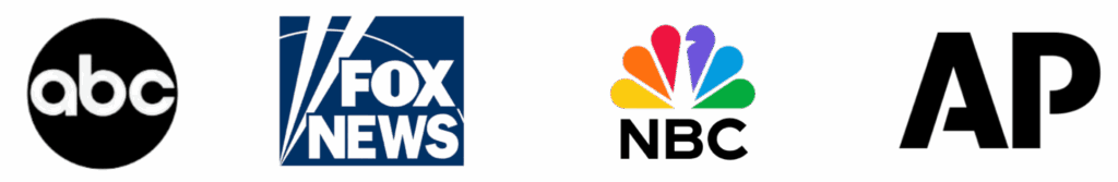 Logos of major media outlets including ABC, Fox News, NBC, and AP, representing trusted news sources relevant to business management and communications.