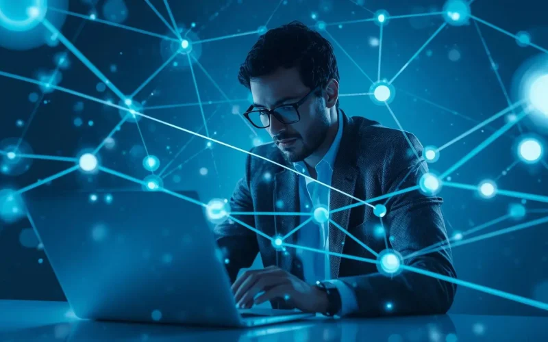 Business owner using automation tools