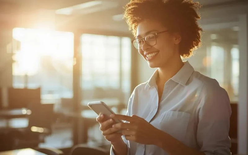 Business owner enacting an SMS marketing campaign