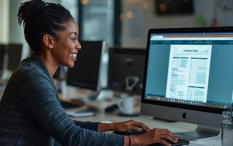 Customer filling out a streamlined form