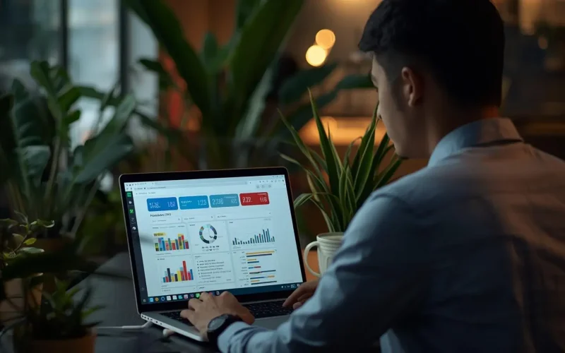 Man viewing email marketing statistics